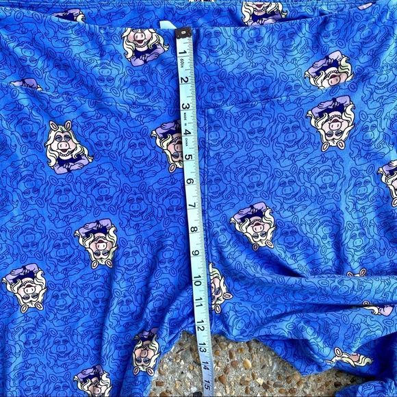 Lularoe Disney Miss Piggy Muppets Blue Tall and Curvy Leggings - Picture 5 of 8